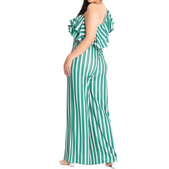 Striped Asymmetric Palazzo Jumpsuit - Picture 4 of 4